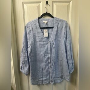 J. Jill Pale Blue Textured Blouse Size Large. NWT